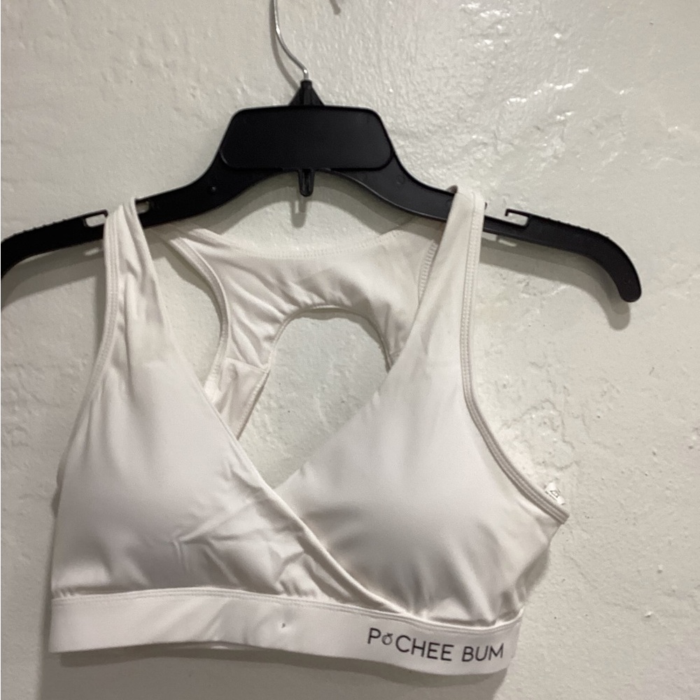 PoChee Bum White Racerback Sports Bralette